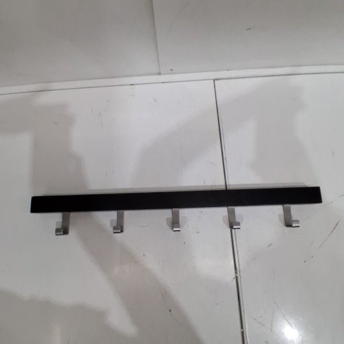 5 HOOK WALL-MOUNTED COAT RACK - 23.5" - BLACK/SILVER image 2
