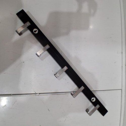5 HOOK WALL-MOUNTED COAT RACK - 23.5" - BLACK/SILVER image 3