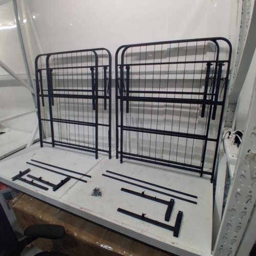 GIANTEX 2-IN-1 FOLDING METAL BED FRAME - KING/QUEEN - 660LBS CAP - BLACK (MODEL: BF-JQ-Q-1297K) image 2