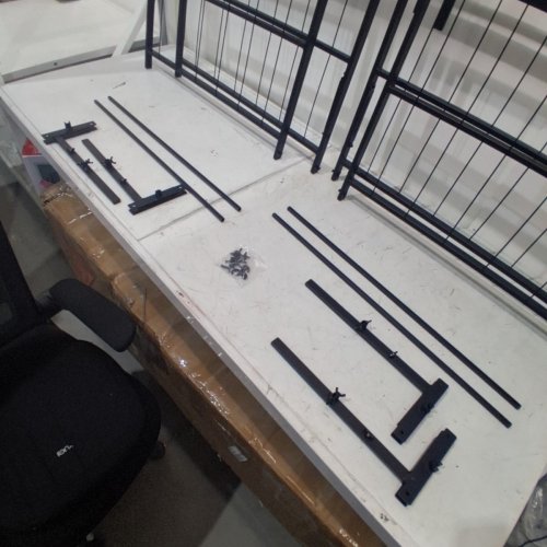 GIANTEX 2-IN-1 FOLDING METAL BED FRAME - KING/QUEEN - 660LBS CAP - BLACK (MODEL: BF-JQ-Q-1297K) image 4