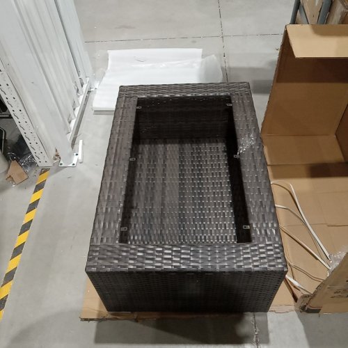 OUTSUNNY BY AOSOM WICKER PATIO TABLE WITH GLASS TOP - 39" X 25.5" X 16.5" - BLACK (MODEL: 867-050) image 3