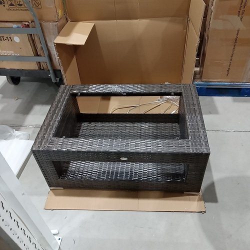 OUTSUNNY BY AOSOM WICKER PATIO TABLE WITH GLASS TOP - 39" X 25.5" X 16.5" - BLACK (MODEL: 867-050) image 4