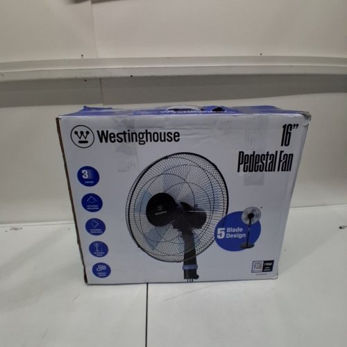 WESTINGHOUSE ADJUSTABLE HEIGHT OSCILLATING PEDESTAL FAN - 16" - BLACK/BLUE (MODEL: WSFSB1601BL) image 4