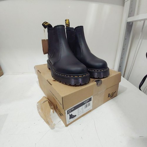 UNISEX DR MARTENS AIR WAVE BEX SMOOTH LEATHER CHELSEA BOOTS - MENS SIZE: 7 , WOMENS SIZE: 8 - BLACK (STYLE: 2976) image 2