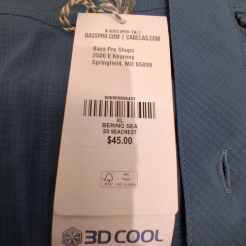 MEN'S WORLD WIDE SPORTSMAN 3D COOL SEACREST SHORT SLEEVE BUTTON-UP SHIRT - EXTRA LARGE - BERING SEA BLUE image 3