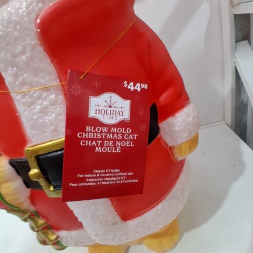 HOLIDAY TIME BLOW MOLD CHRISTMAS SANTA CAT LIGHT UP DECORATION - 13.1" X 10.9" X 26" - RED, WHITE, AND YELLOW (MODEL: WX4006) image 5