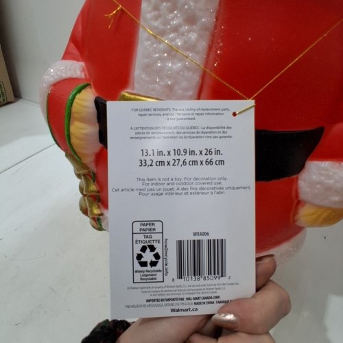HOLIDAY TIME BLOW MOLD CHRISTMAS SANTA CAT LIGHT UP DECORATION - 13.1" X 10.9" X 26" - RED, WHITE, AND YELLOW (MODEL: WX4006) image 6