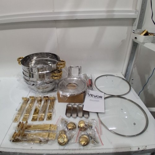4PK ROUND STAINLESS STEEL CHAFING BUFFET DISH SET - 5 QT - GOLD / SILVER (MODEL: JZY) image 3