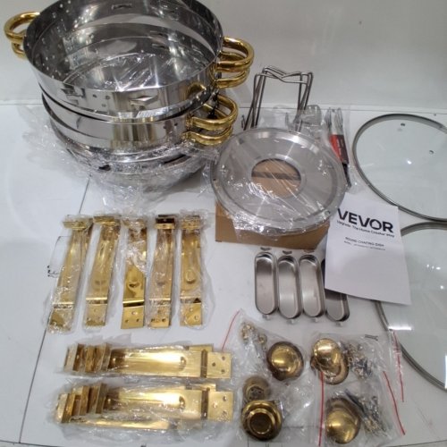 4PK ROUND STAINLESS STEEL CHAFING BUFFET DISH SET - 5 QT - GOLD / SILVER (MODEL: JZY) image 4