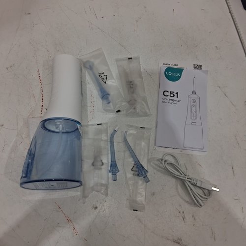 COSLUS ORAL IRRIGATOR PORTABLE WATER TEETH FLOSSER WITH 3 MODES & 6 PRESSURE SETTINGS - WHITE / BLUE (MODEL: C51) image 3
