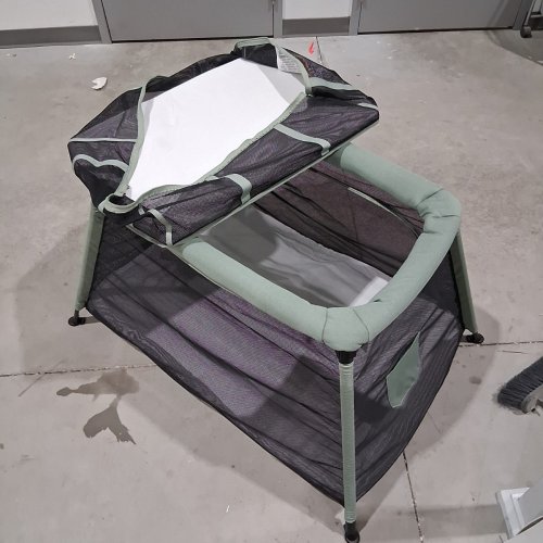 BABYMOOV MOOV AND COMFY 3-IN-1 LIGHTWEIGHT TRAVEL CRIB, BABY PLAY YARD, AND INFANT BASSINET - 32.7" X 47.6" X 28" - GREEN/GREY image 2