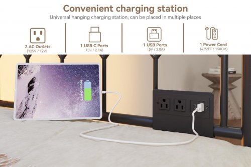 GARVEE METAL DAYBED WITH TRUNDLE, CHARGING STATION, & LED LIGHTS - TWIN/TWIN - BLACK - (MODEL: PHO_354NHULV) image 3