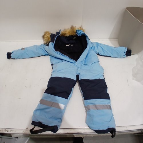 KID'S ONE PIECE WATERPROOF WINDPROOF SNOW SUIT - SIZE 2-3T (90) - LIGHT BLUE AND NAVY image 4