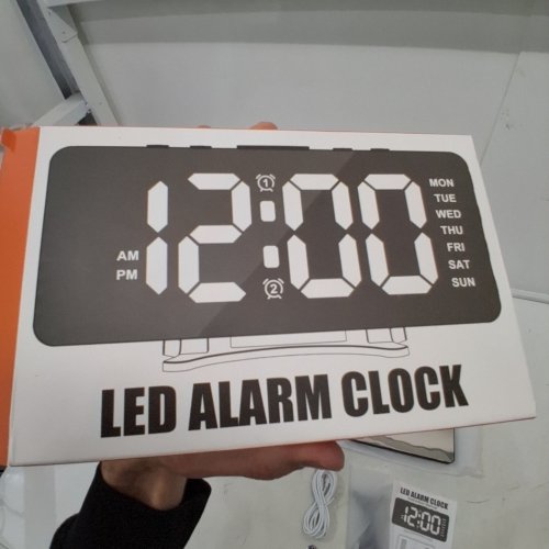 DIGITAL LED ALARM CLOCK - DUAL ALARM CLOCK, ADJUSTABLE BRIGHTNESS - BLACK/MIRROR image 3
