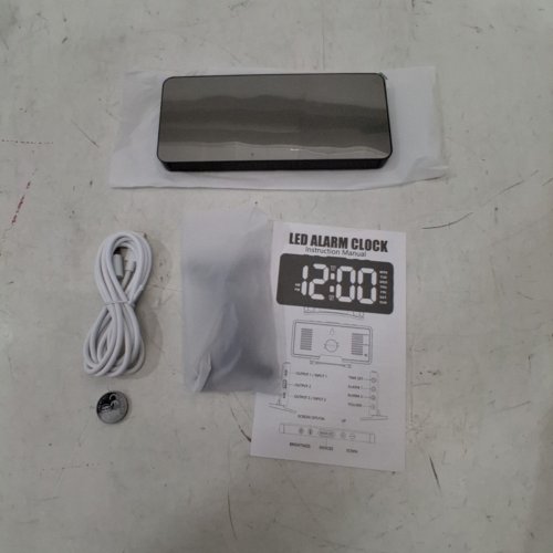DIGITAL LED ALARM CLOCK - DUAL ALARM CLOCK, ADJUSTABLE BRIGHTNESS - BLACK/MIRROR image 4