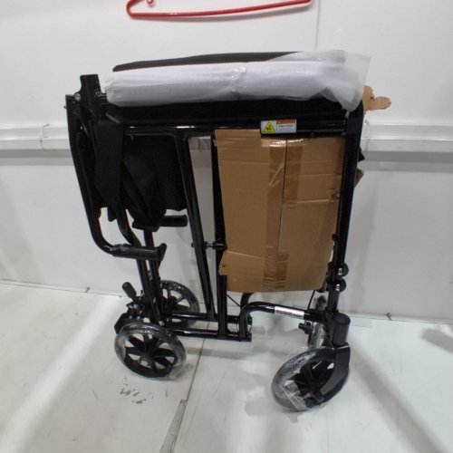 DRIVE MEDICAL FOLDING TRANSPORT WHEELCHAIR WITH SWING AWAY FOOT REST - 300LBS MAX- 19''- BLACK (MODEL: ATC19-BK) image 2