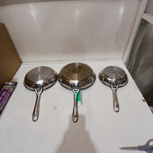 3PC JAMIE OLIVER BY TEFAL STAINLESS STEEL NON-STICK FRYING PAN SET WITH INDUCTION - 8", 9", 11" - BLACK (MODEL: E304S344) image 3