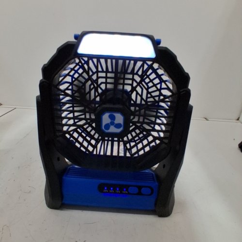 PORTABLE RECHARGEABLE FAN WITH LED LANTERN - 6W, 5 V, 2A, 20000 MAH - BLUE AND BLACK (MODEL: PF1S) image 2