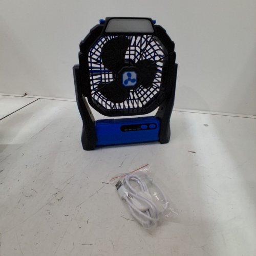 PORTABLE RECHARGEABLE FAN WITH LED LANTERN - 6W, 5 V, 2A, 20000 MAH - BLUE AND BLACK (MODEL: PF1S) image 4