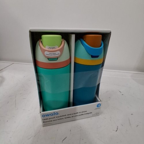 2PK OWALA FREESIP STAINLESS STEEL WATER BOTTLE - 16 OZ - BLUE/GREEN image 4