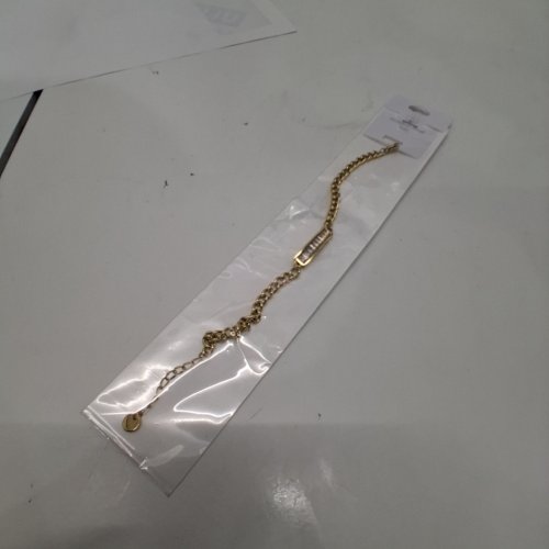 WOMENS ACCENT CHAIN BRACELET WITH RHINESTONE BAR ACCENT - GOLD-TONE image 2