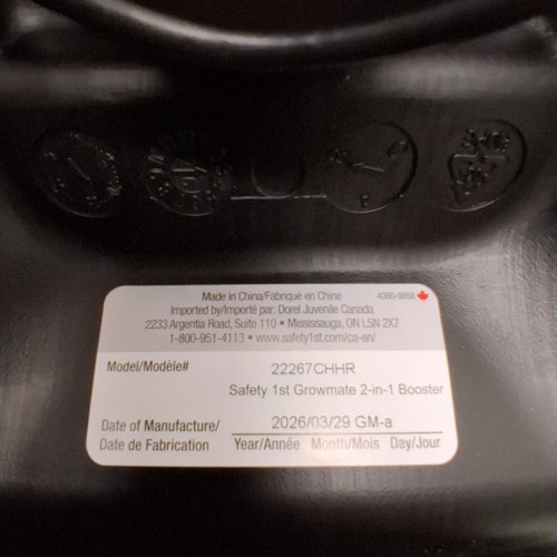SAFETY 1ST GROWMATE 2-IN-1 BELT-POSITIONING BOOSTER CAR SEAT - 40–100LBS - HEXAGON HORIZON BLACK (MODEL: 22267CHHR) image 2