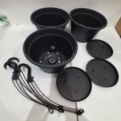 3PK HANGING PLANTER POTS - GREY image 3