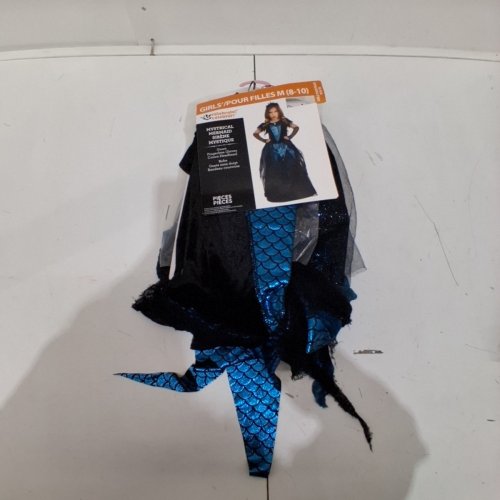 3PC GIRLS WAY TO CELEBRATE! MYSTICAL MERMAID COSTUME - MEDIUM (7-8) - BLUE AND BLACK image 2
