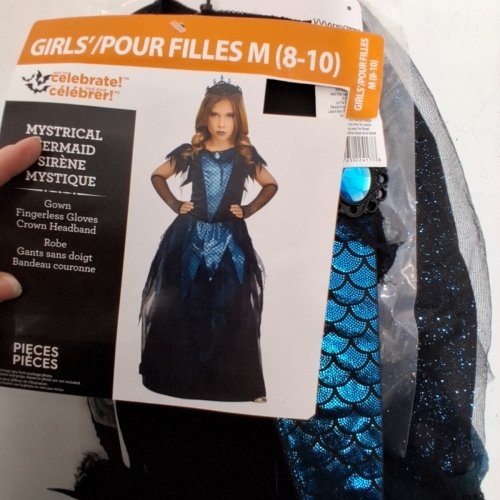 3PC GIRLS WAY TO CELEBRATE! MYSTICAL MERMAID COSTUME - MEDIUM (7-8) - BLUE AND BLACK image 4