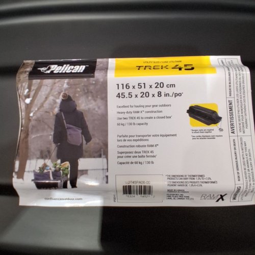 PELICAN TREK 45 UTILITY SLED - 130LBS MAX - 45.5" X 20" X 8" - BLACK (MODEL: LDT45PA06) image 3