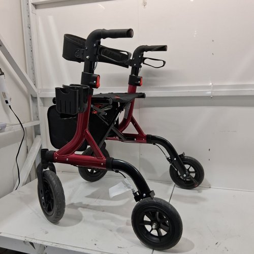 MAXWALK ALL TERRAIN ROLLATOR WITH BACKREST - 300LB CAPACITY - RED (MODEL: ‎MW2402) image 2