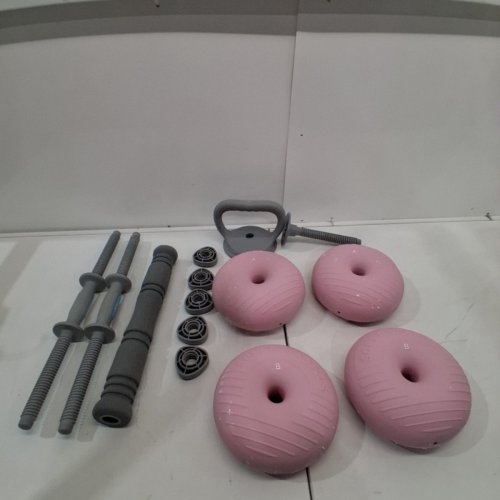 13PC 3-IN-1 ADJUSTABLE CONVERTIBLE SOFT DUMBELL SET WITH KETTLEBELL CONNECTOR - PINK image 2
