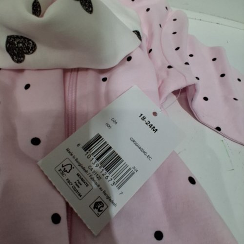 3PK FOOTED BABY SLEEPER ONESIES - 18-24M - PINK/WHITE/PURPLE image 2