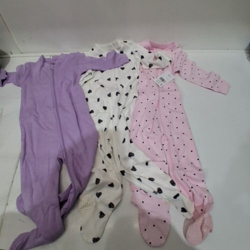 3PK FOOTED BABY SLEEPER ONESIES - 18-24M - PINK/WHITE/PURPLE image 3
