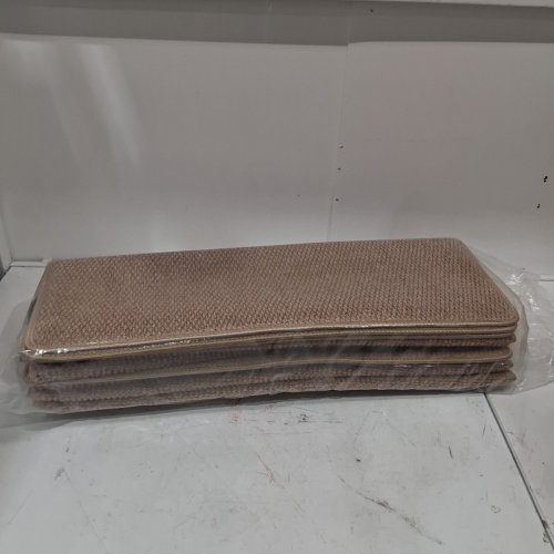 14PK HOPEVIVA BULLNOSE STAIR TREADS FOR WOODEN STEPS - FAUX SISAL CARPET, BRAIDED COVERS - 29.5" X 9.44" - GOLDEN BEIGE (MODEL: HFM00160814) image 2
