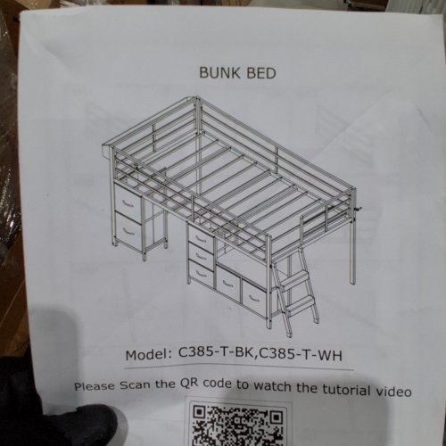 UINTAI LOW LOFT BED WITH 7 STORAGE DRAWERS AND LED - GREY - TWIN (MODEL: C385-T-BK) image 10