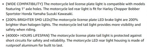 AMAZICHA LED MOTORCYCLE TAIL BRAKE LIGHT ASSEMBLY WITH MOUNTING BRACKET FOR VARIOUS MODELS - 1" - BLACK AND RED image 2