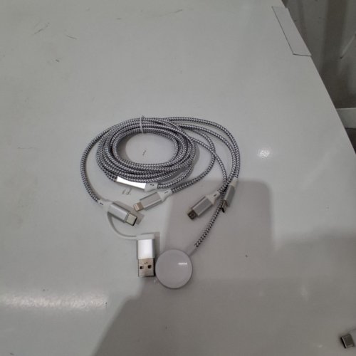 BRAIDED 4-IN-1 CHARGING CABLE - IWATCH/LIGHTNING/TYPE-C - SILVER image 3