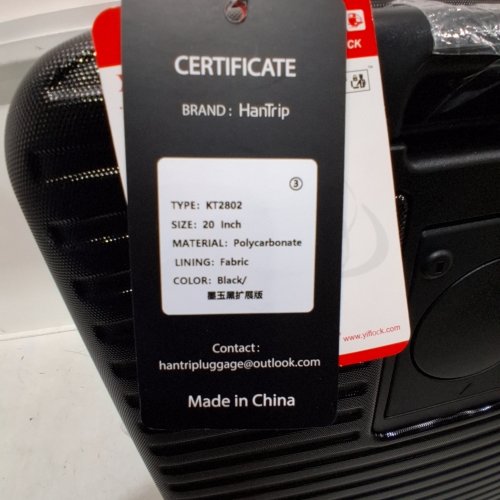 HANTRIP HARD SHELL SPINNER LUGGAGE SUITCASE - TSA APPROVED LOCK/COMBINATION LOCK - 20" - JET BLACK (MODEL: KT2802) image 2