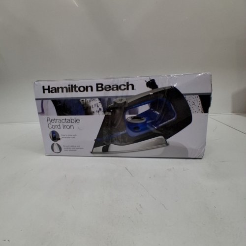 HAMILTON BEACH RETRACTABLE CORD IRON - 120V- 1500W - BLUE AND BLACK (MODEL: 14290-CA) image 4