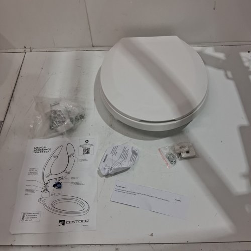 CENTOCO HEAVY DUTY RAISED ROUND TOILET SEAT - 2" LIFT - 17" X 14.6" - WHITE - (MODEL: HL440STS-001) image 2