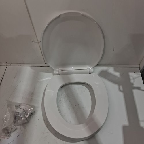 CENTOCO HEAVY DUTY RAISED ROUND TOILET SEAT - 2" LIFT - 17" X 14.6" - WHITE - (MODEL: HL440STS-001) image 3