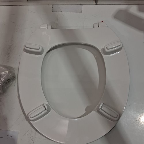 CENTOCO HEAVY DUTY RAISED ROUND TOILET SEAT - 2" LIFT - 17" X 14.6" - WHITE - (MODEL: HL440STS-001) image 5