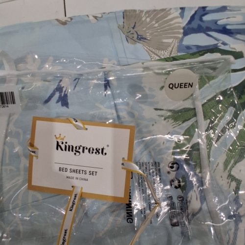4PC KINGREST PATTERNED BED SHEET SET - FLAT SHEET, FITTED SHEET AND 2 PILLOWS - QUEEN - BLUE image 2