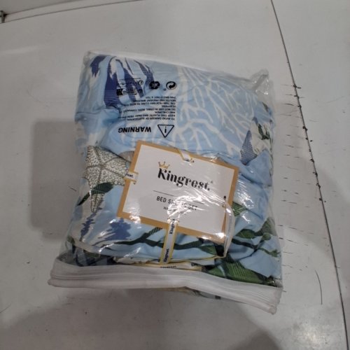 4PC KINGREST PATTERNED BED SHEET SET - FLAT SHEET, FITTED SHEET AND 2 PILLOWS - QUEEN - BLUE image 5