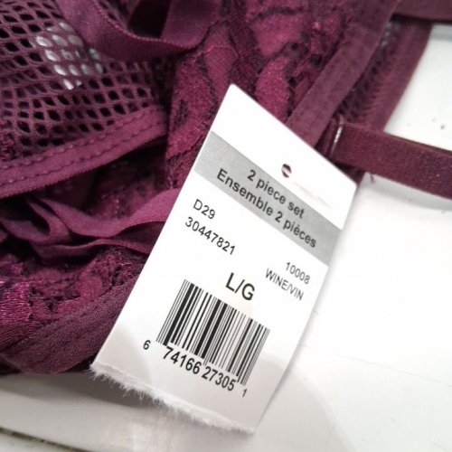 2PC WOMEN'S LACE BRA AND g-string SET - LARGE - wine (STYLE: D29) image 3