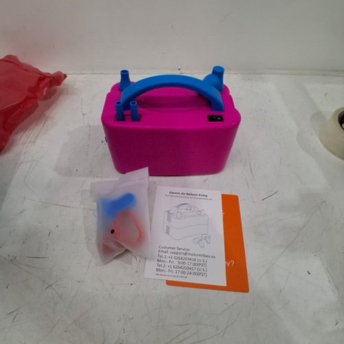 PORTABLE DUAL NOZZLE ELECTRIC BALLOON PUMP - 110V - PINK image 3
