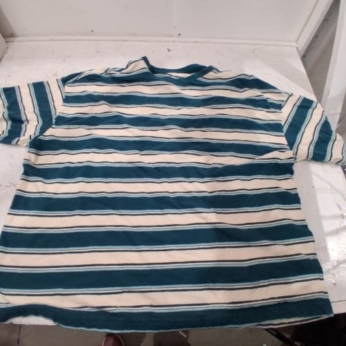 MEN'S GEORGE STRIPED SHORT SLEEVE T-SHIRT - LARGE - TEAL / CREAM (STYLE: GRS61328MN) image 2