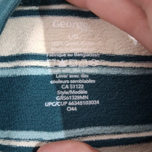 MEN'S GEORGE STRIPED SHORT SLEEVE T-SHIRT - LARGE - TEAL / CREAM (STYLE: GRS61328MN) image 3