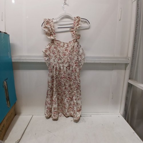 WOMENS SHEIN RUFFLE DRESS - SMALL - WHITE / PINK FLORAL image 3